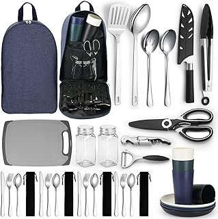 HOMQUEN Essentiels de Camping équipement de Camping, ustensiles de Cuisine de Camping Camping-Car Accessoires de Camping, randonnée en Plein air, Pique - Nique, Cadeaux de Barbecue, Outils de Camping