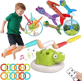 Jeux Exterieur Enfant 3 en 1: Lancer, Musical Sauter, Fusée à Pédales Jeu Enfants, Jeux D